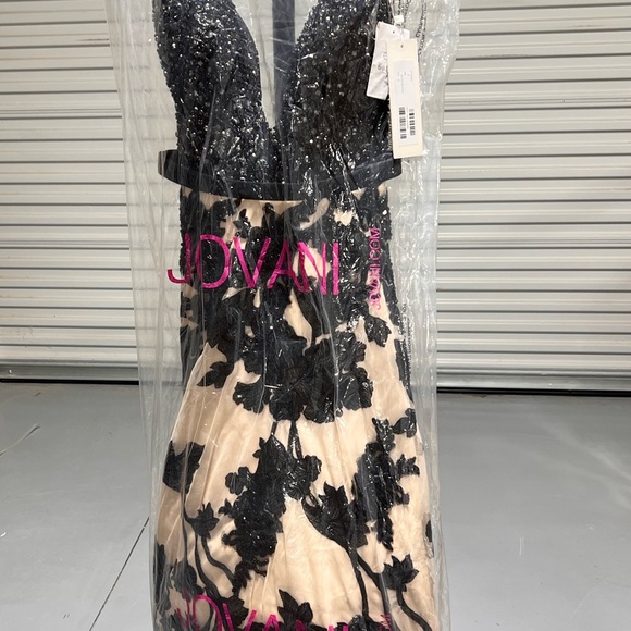 Stunning Jovani style 47604. Color is Nude/Black. Size 8. - Picture 5 of 6